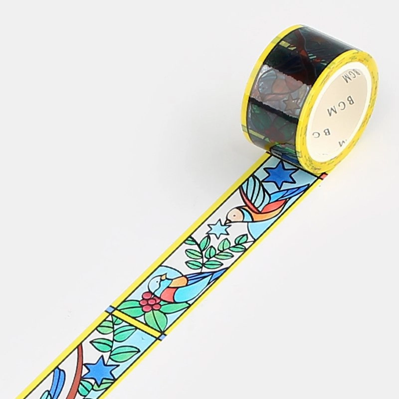 flexible classic Stained Glass Birds And Plants Washi Tape Clear Bgm