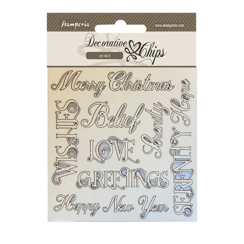 musthave Stamperia -Decorative Chips - Christmas Writings