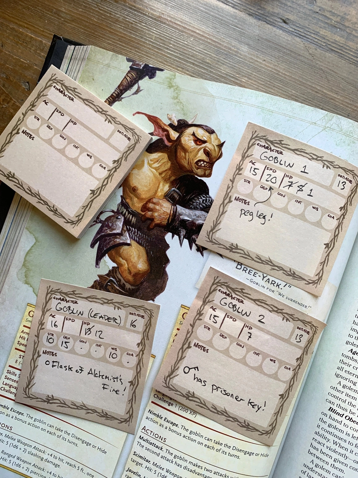 elegant Stat Block Sticky Note For Dnd, Pathfinder