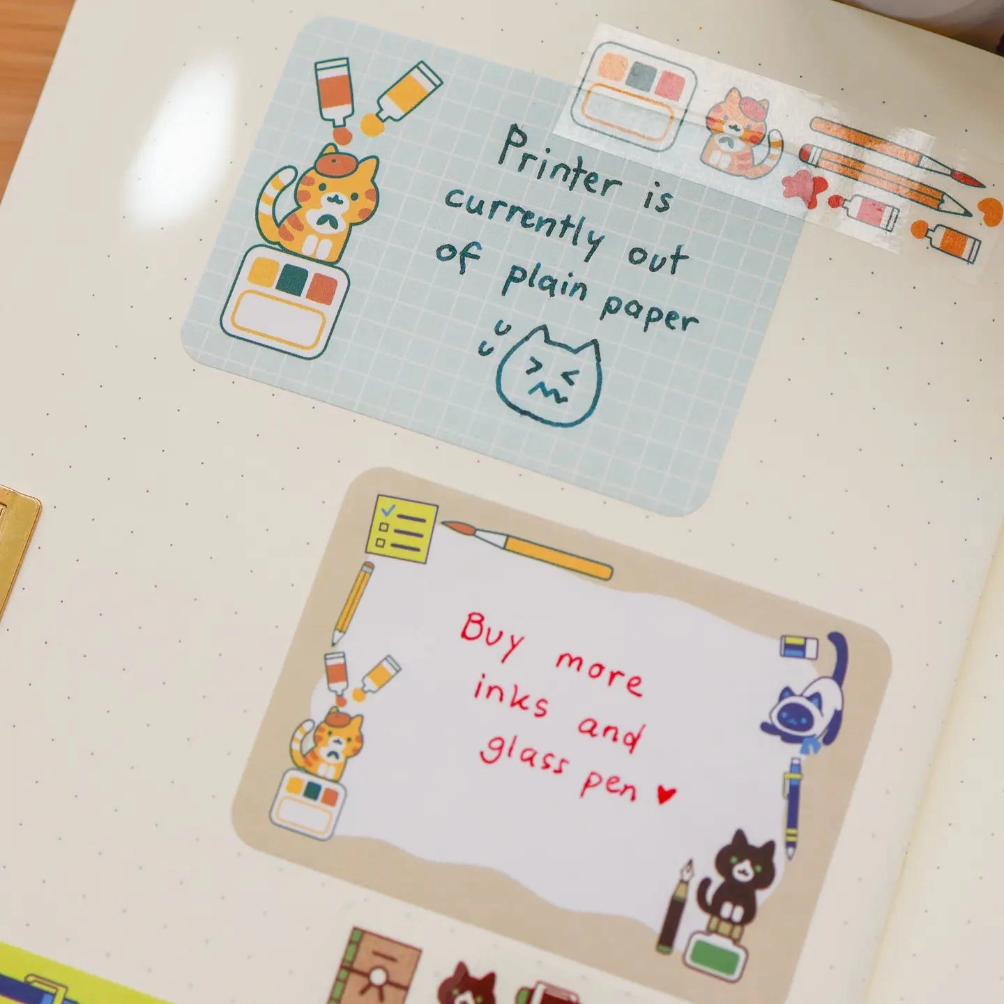 Stationery Cats Paper Labels Sticker Roll wrapped vintage