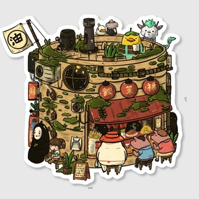 Steam Basket Dimsum Stall Sticker glossy bold
