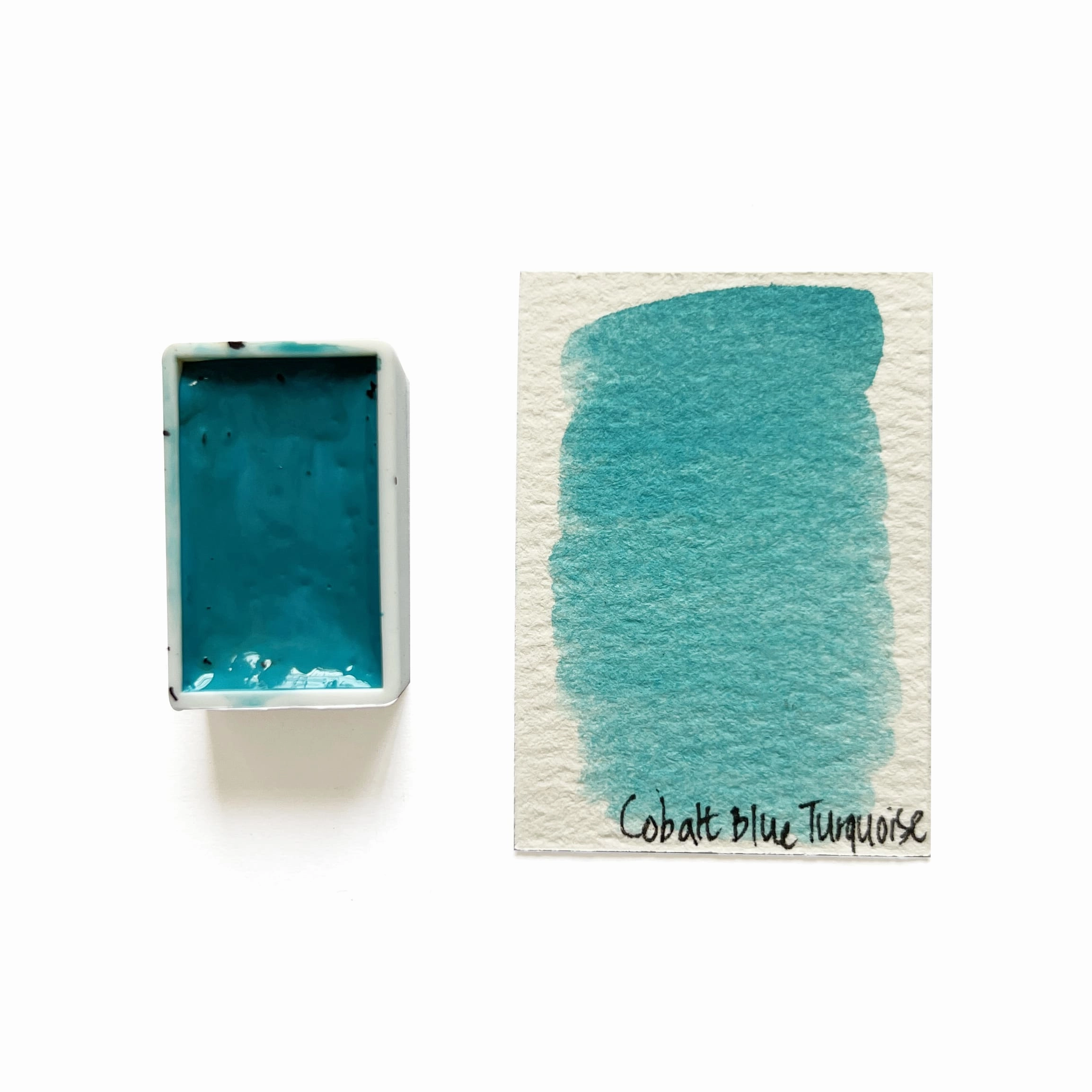 ergonomic Cobalt Blue Turquoise #1 Pb28 - Artist Grade Handmade Honey Based Watercolor Paint Full Pan 3.2Ml