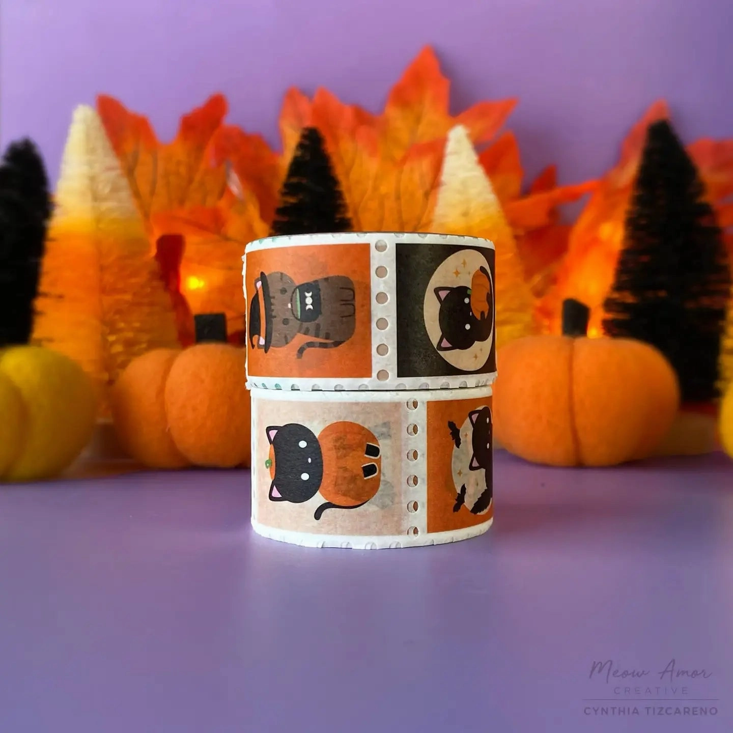 Halloween Cats Stamp Washi Tape retro
