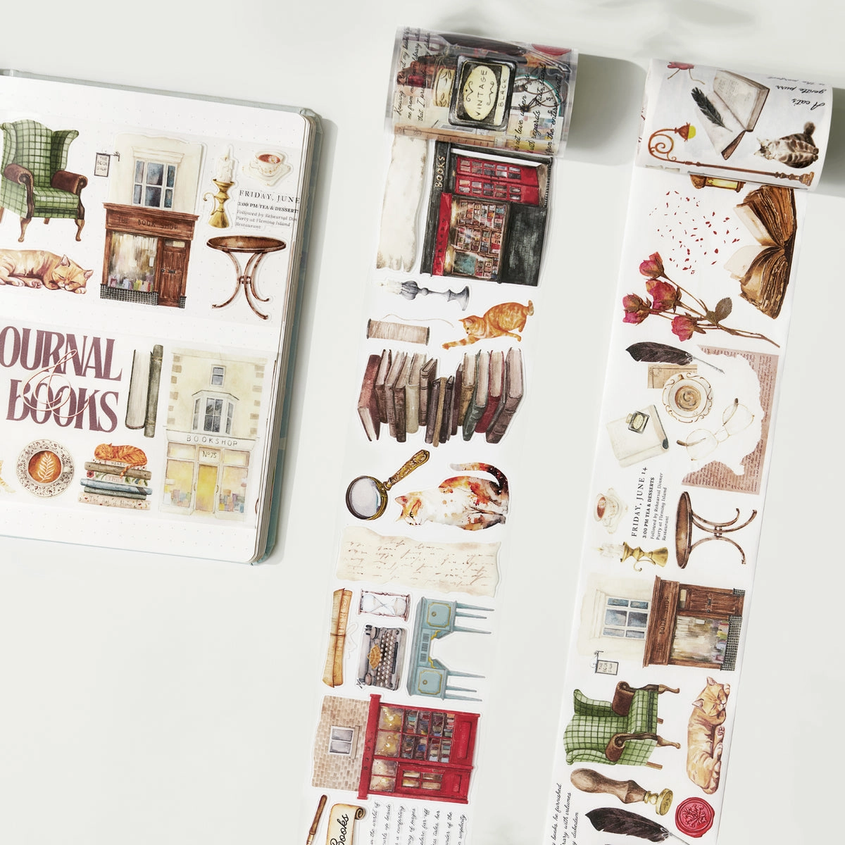 sleek ceramic Pre-Cut Cats And Books Wide Washi / Pet Tape