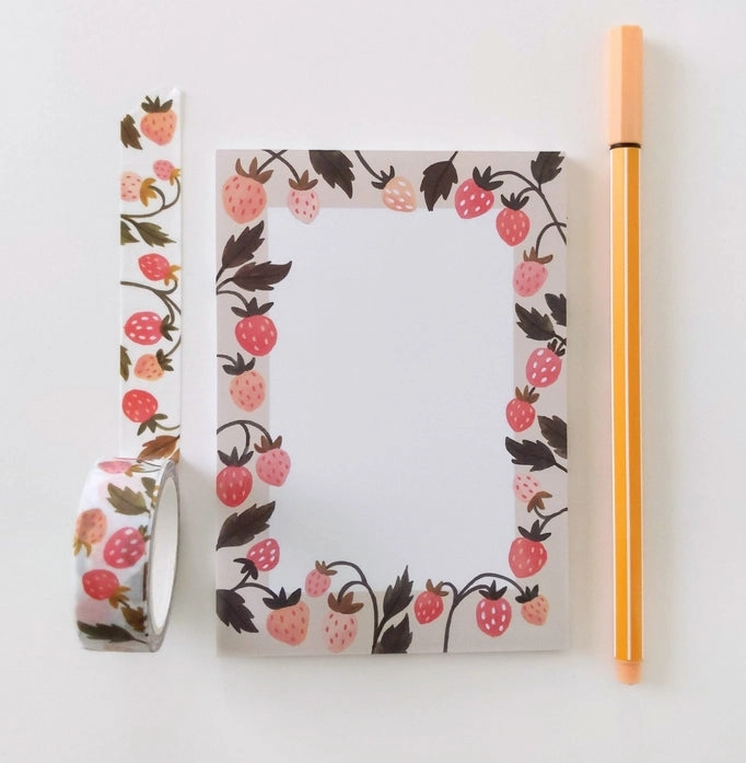 Strawberry Garden Notepad bamboo muted