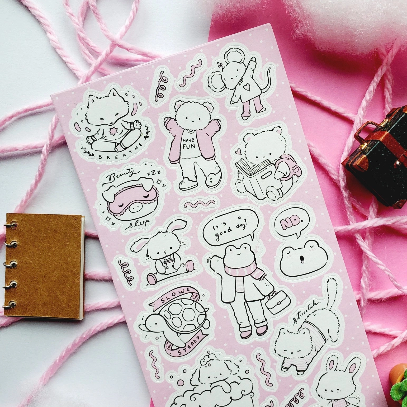 Stickii Adorable Self-Care Sticker Sheet synthetic
