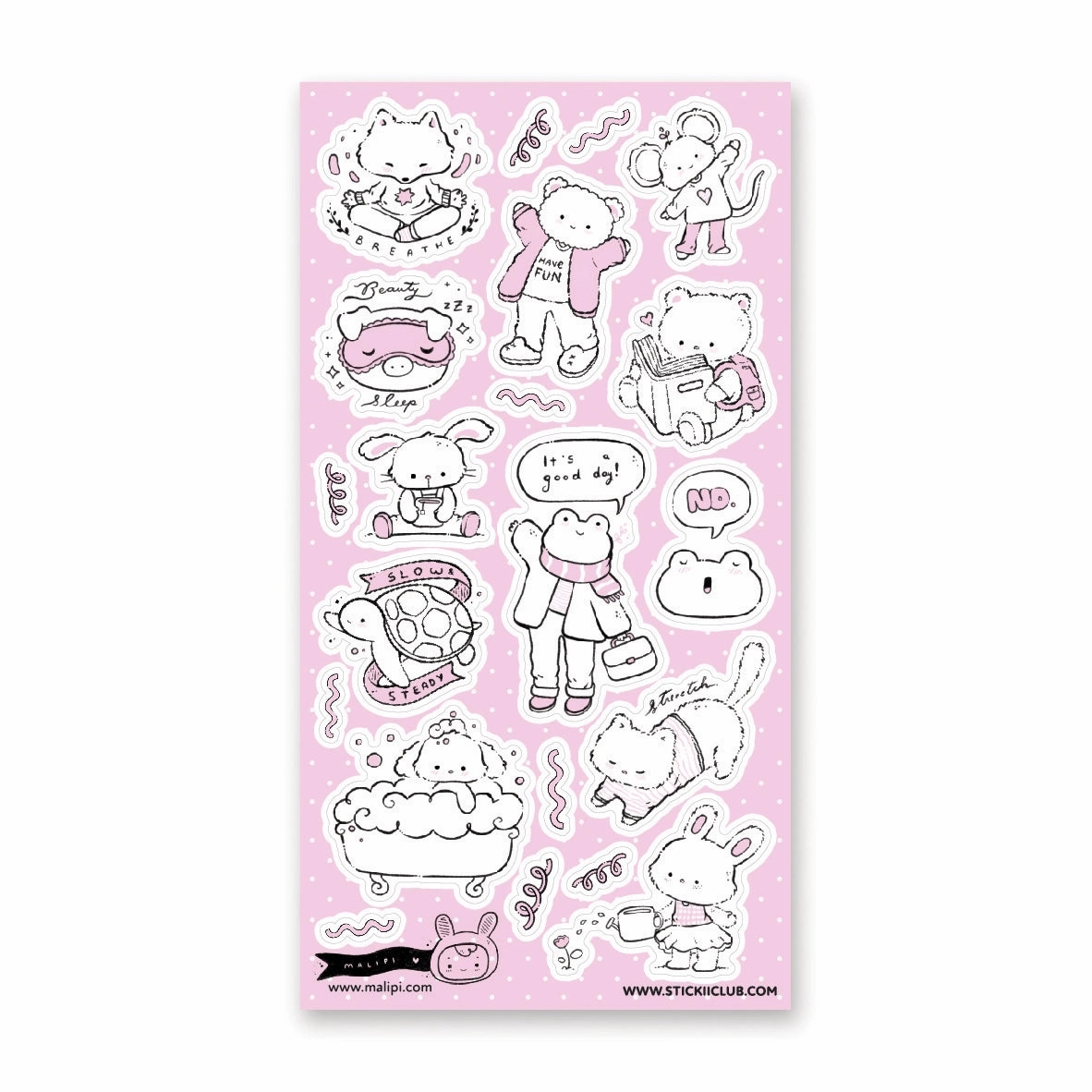 adjustable Stickii Adorable Self-Care Sticker Sheet