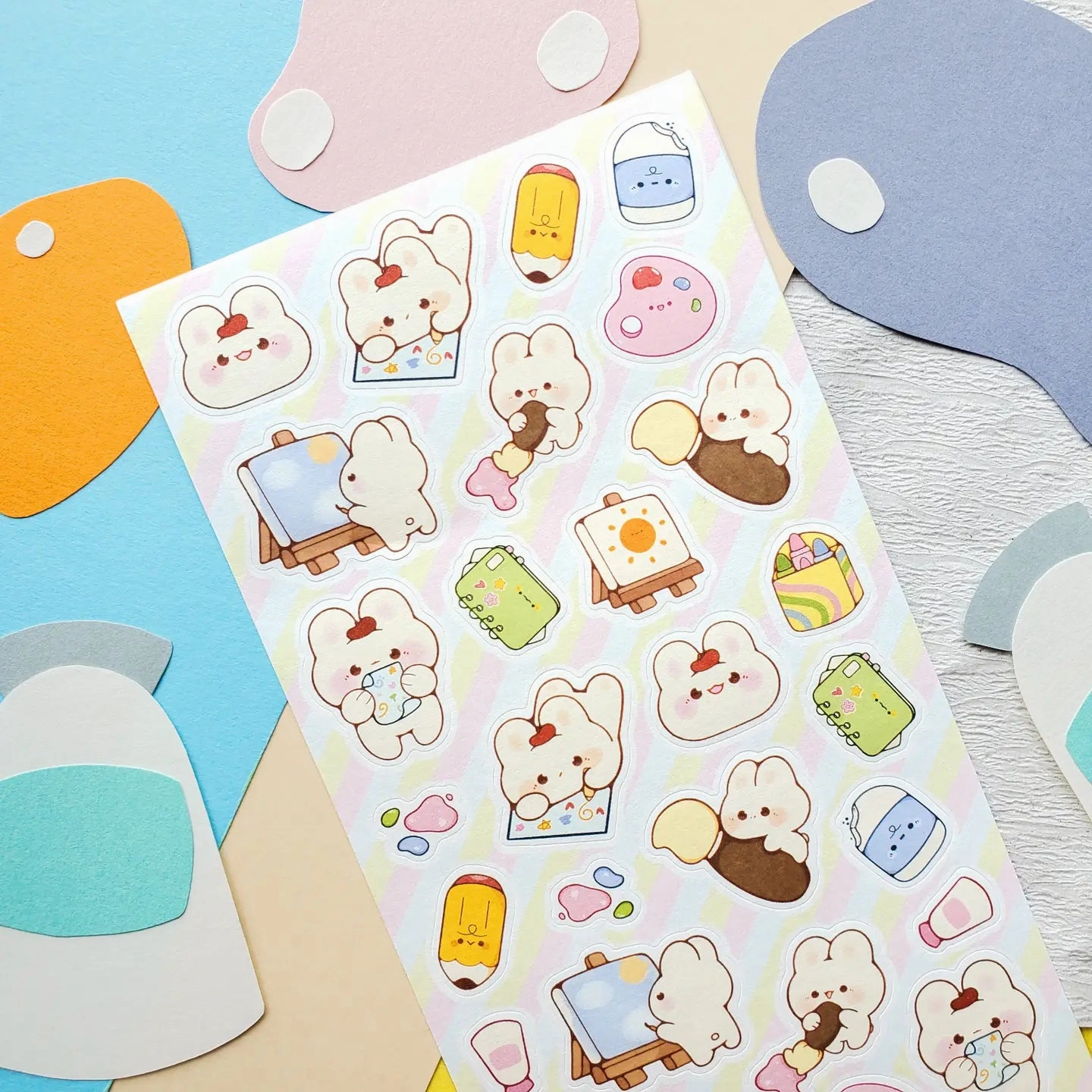 Stickii Bunny Art Adventures Sticker Sheet vivid