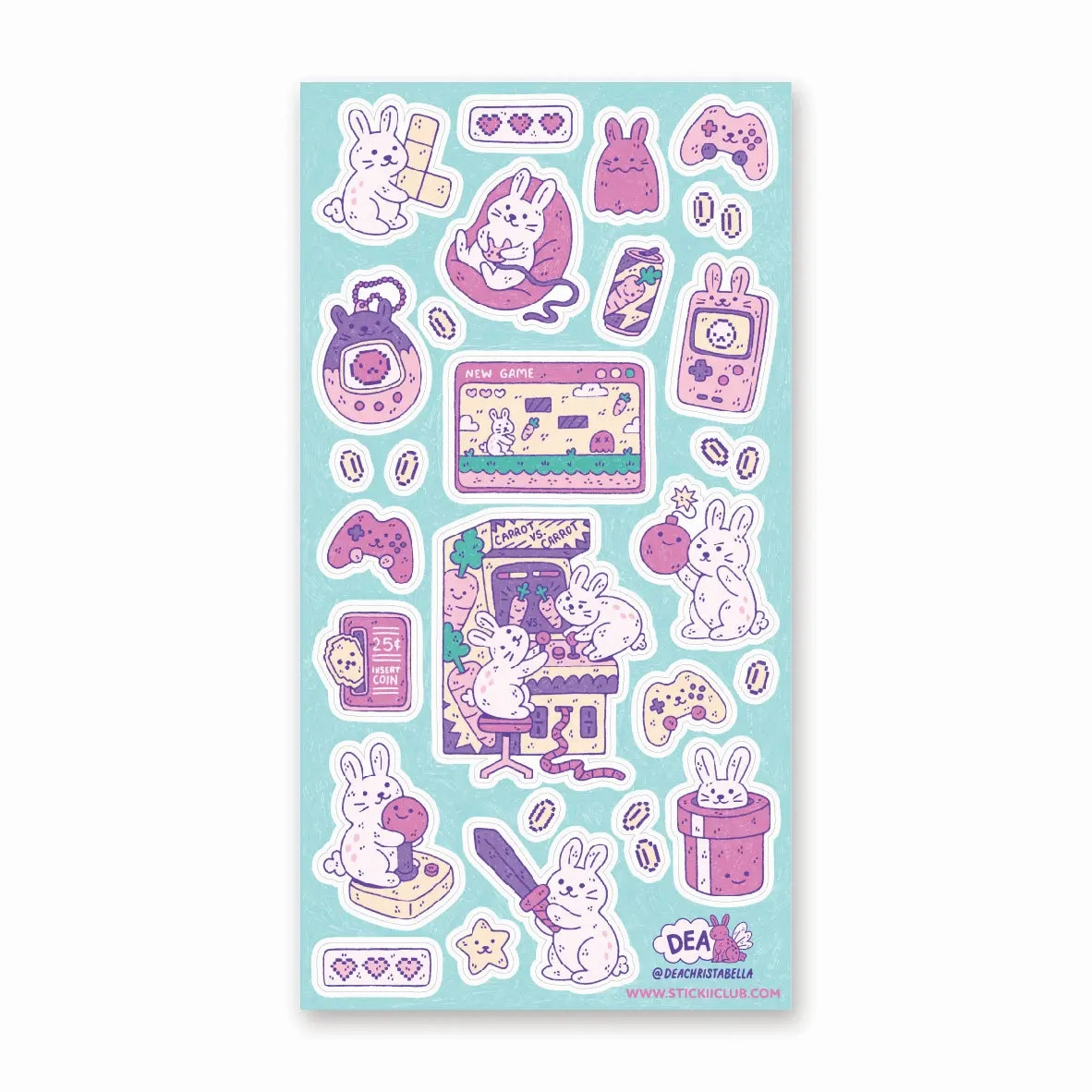 musthave deluxe Stickii Bunny Gamers Sticker Sheet