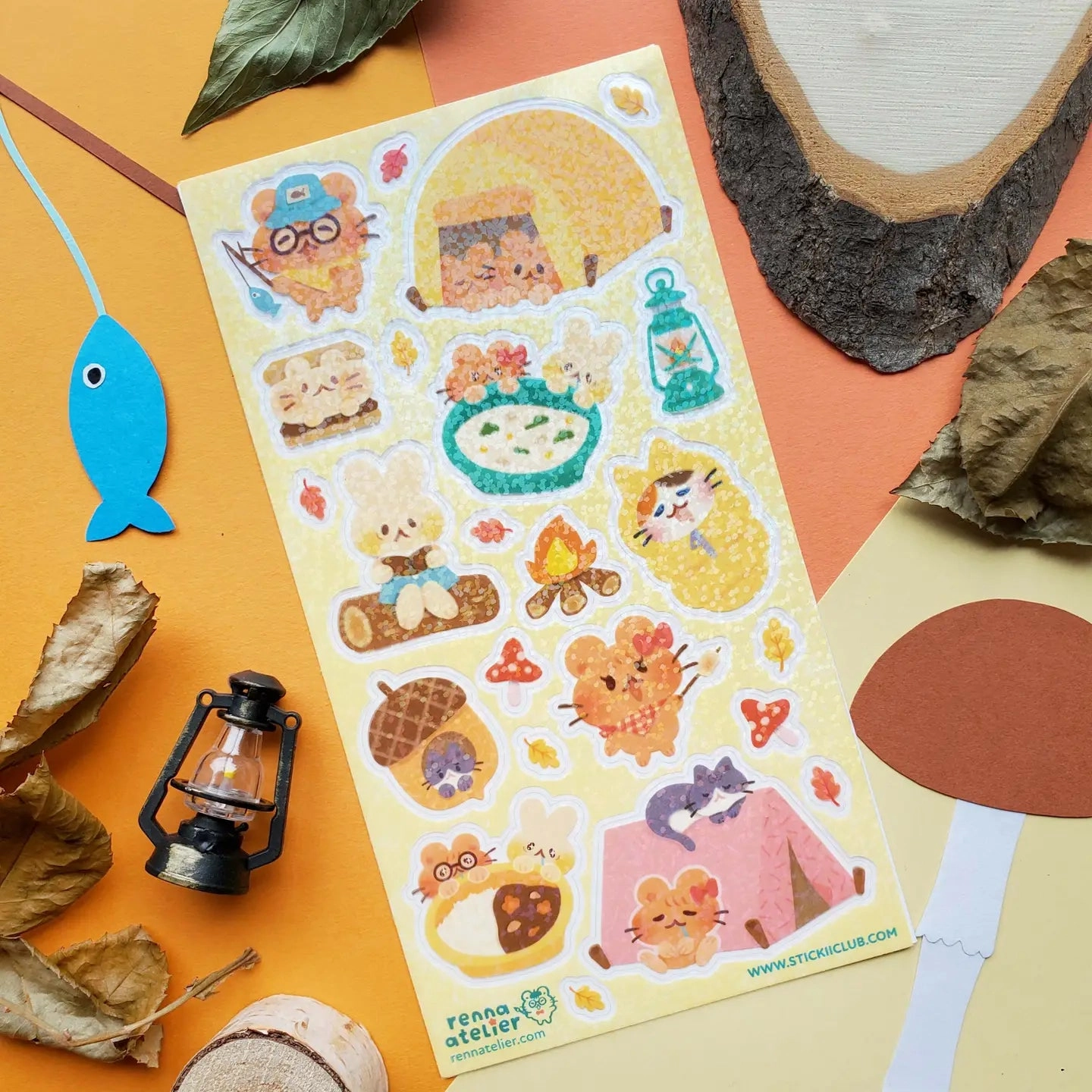 bold soft Stickii Kawaii Camping Sticker Sheet
