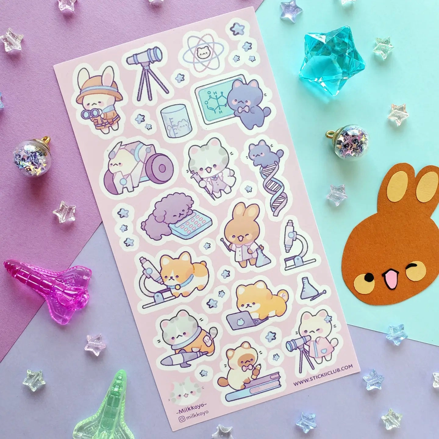 plastic cotton Stickii Kawaii Scientists Sticker Sheet