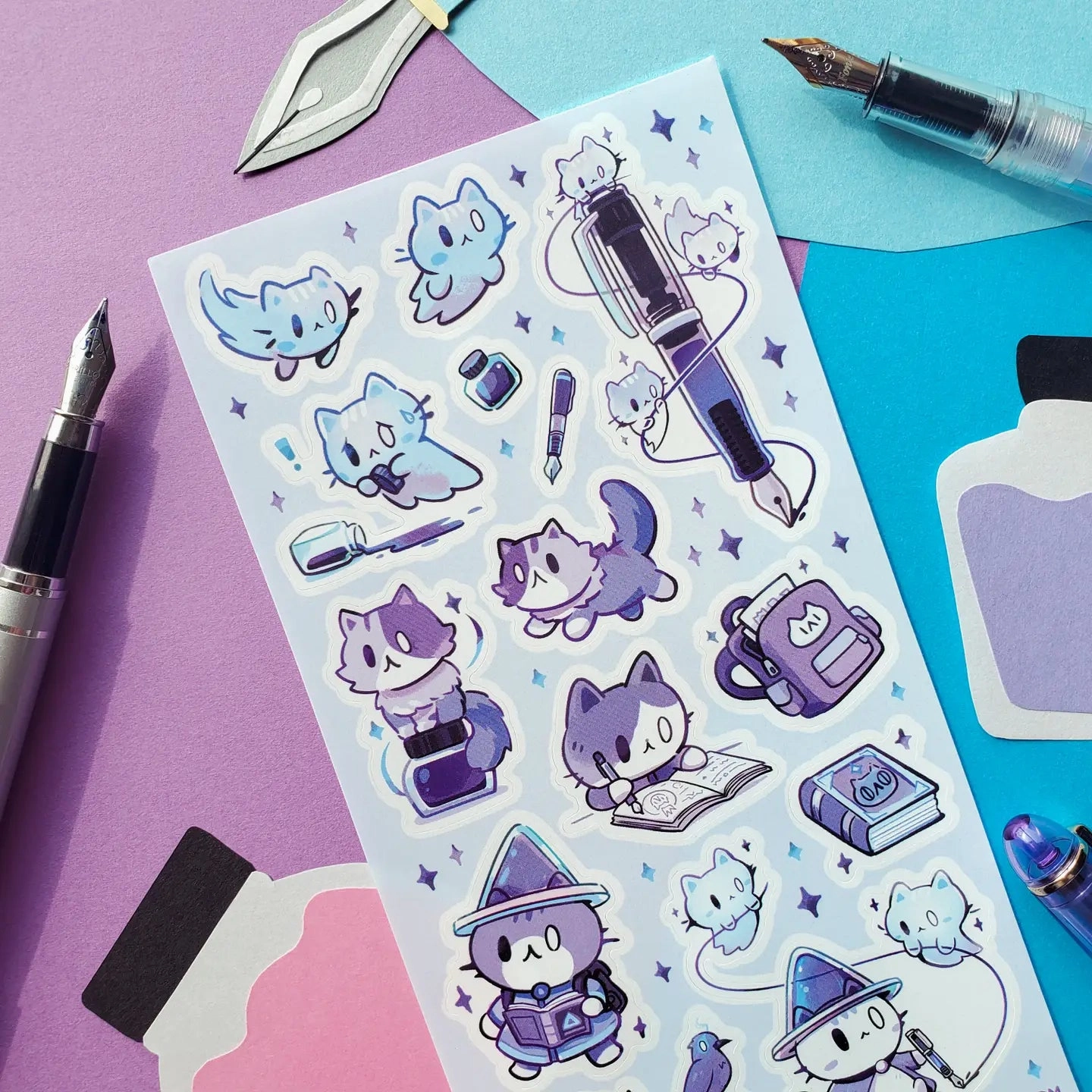 Stickii Magic Ink Cats Sticker Sheet sturdy