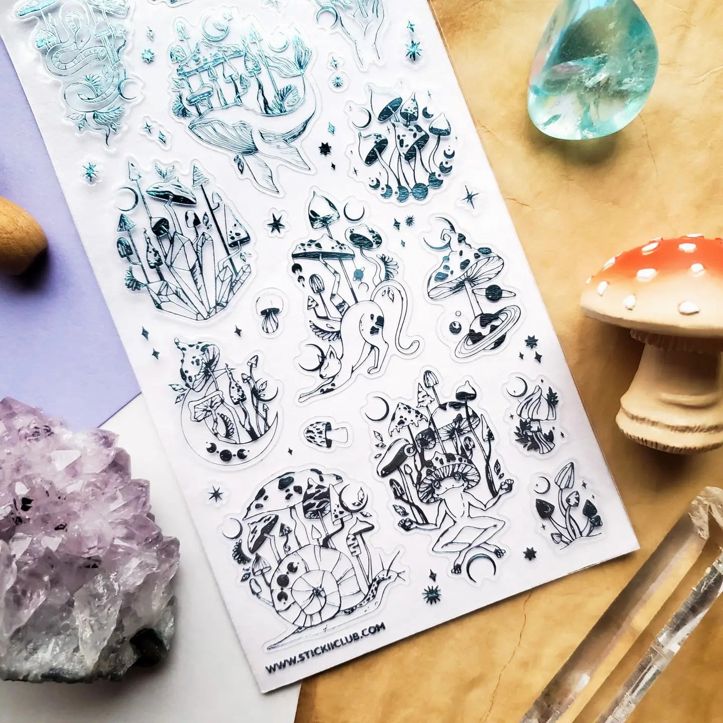 colorful original Stickii Mystical Mushroom Forest Sticker Sheet