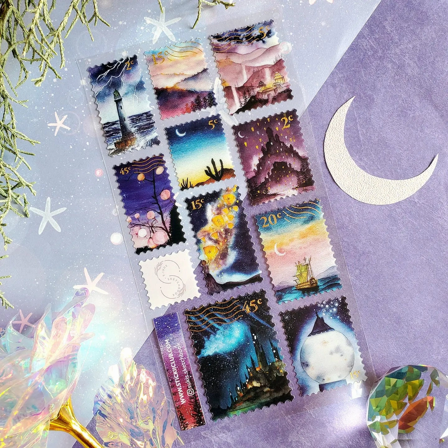 Stickii Night Sky Stamps Sticker Sheet set