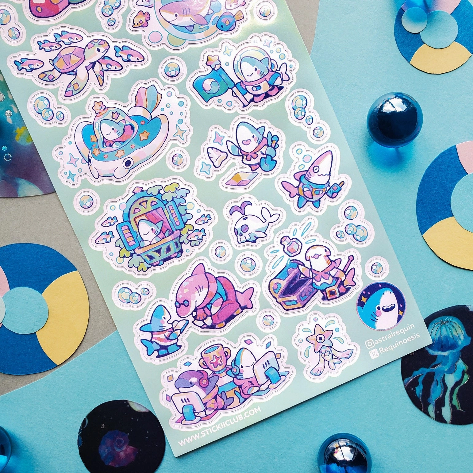 Stickii Shark-Tacular Friends Sticker Sheet colorful
