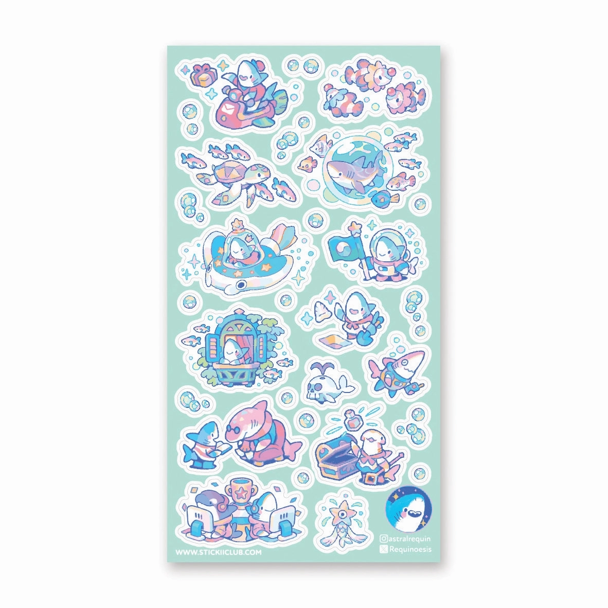 Stickii Shark-Tacular Friends Sticker Sheet solid new