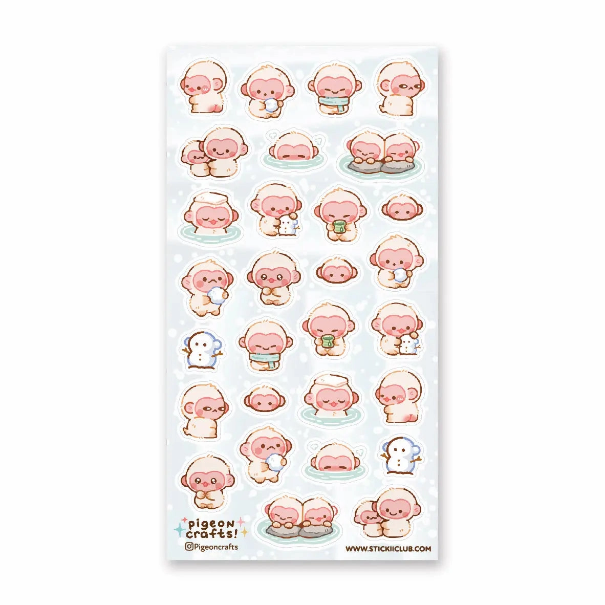 Stickii Snow Monkey Onsen Sticker Sheet colorful bundle