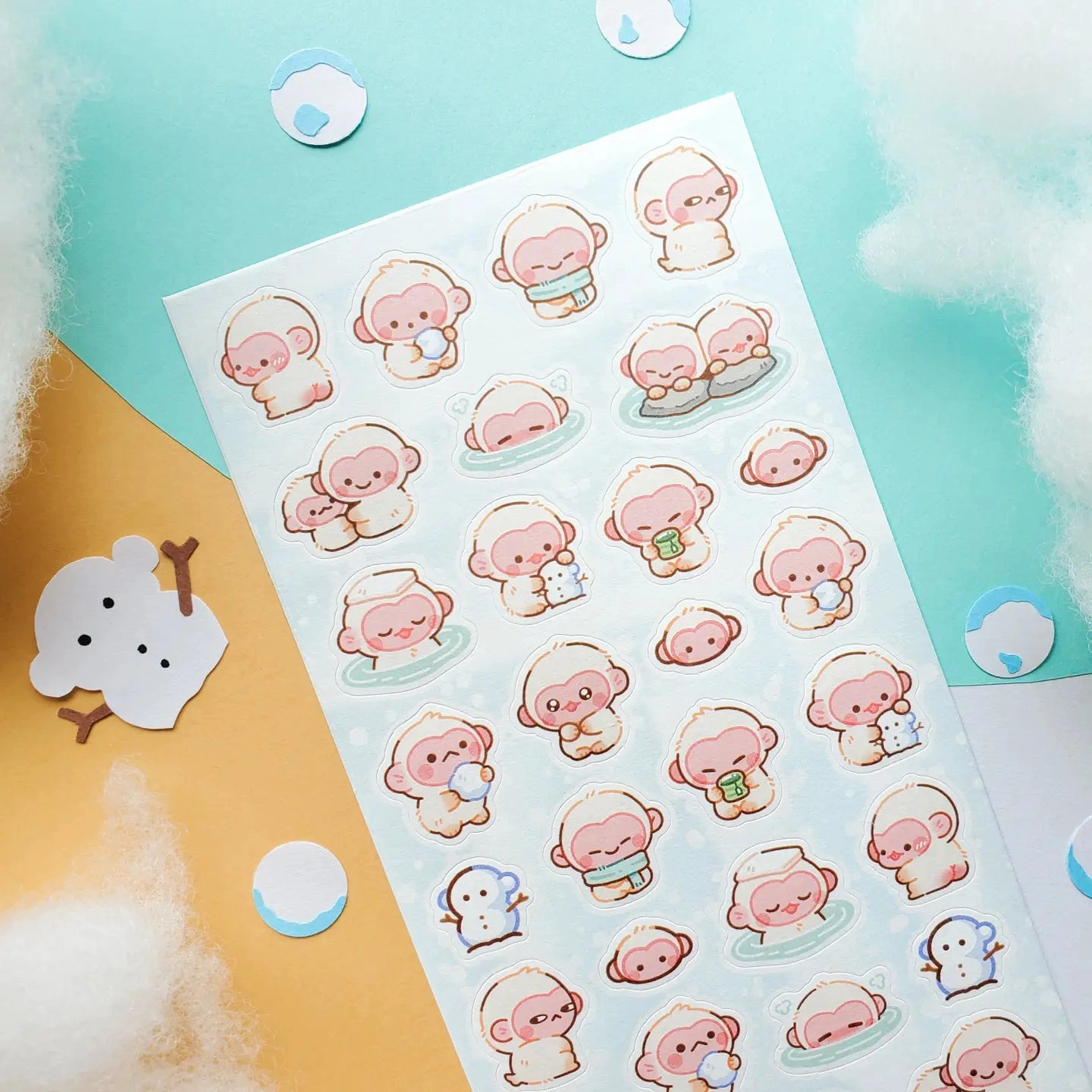 giant Stickii Snow Monkey Onsen Sticker Sheet