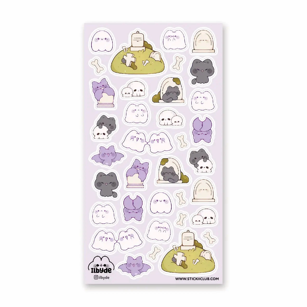 synthetic Stickii Spookii Cats & Bats Sticker Sheet