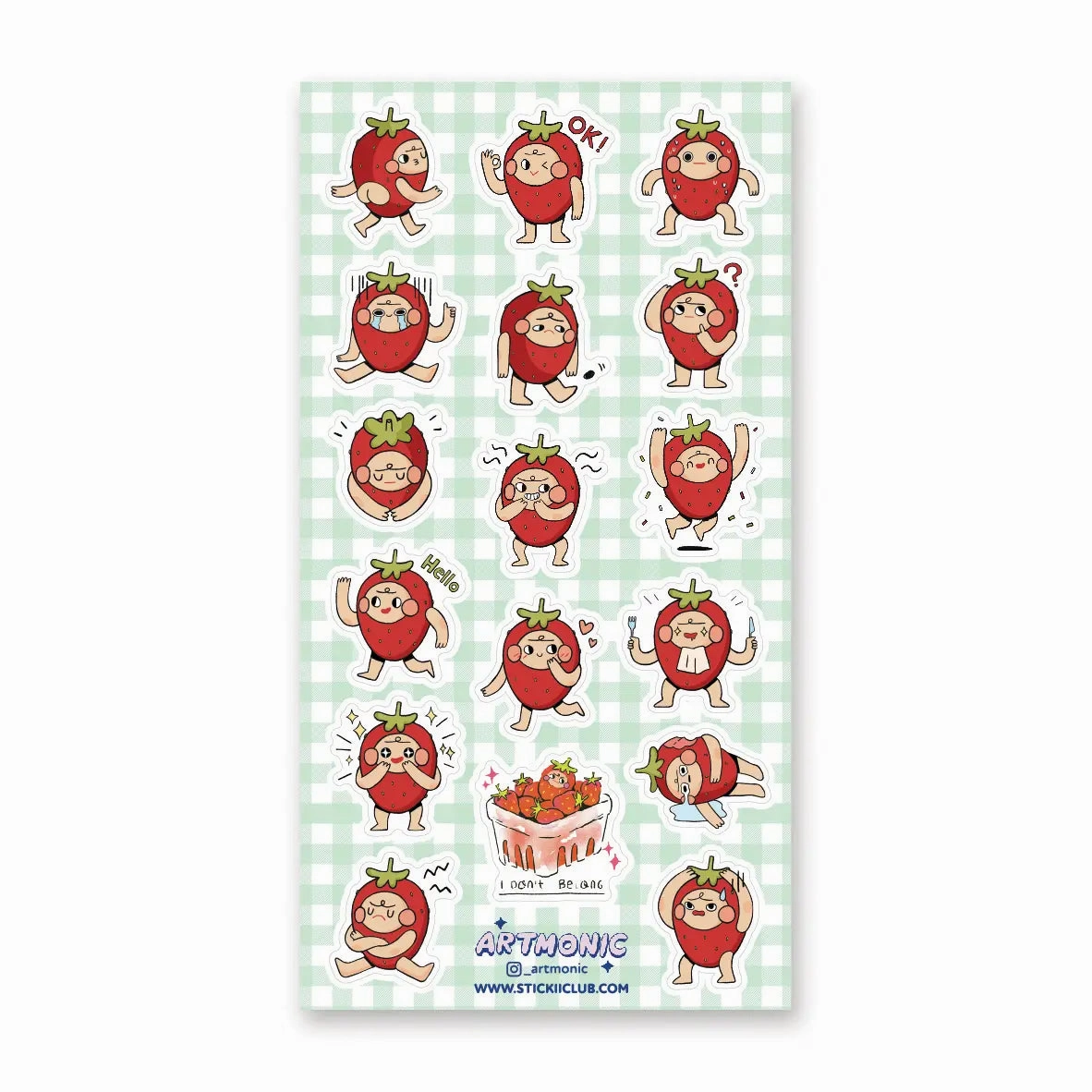 muted leather Stickii Strawberry Feels Sticker Sheet