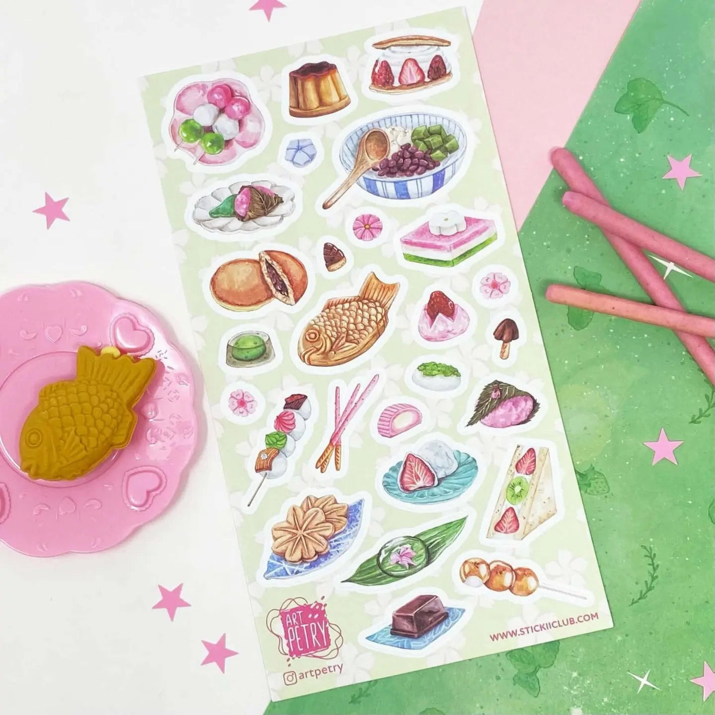 biodegradable Stickii Traditional Asian Snacks Sticker Sheet