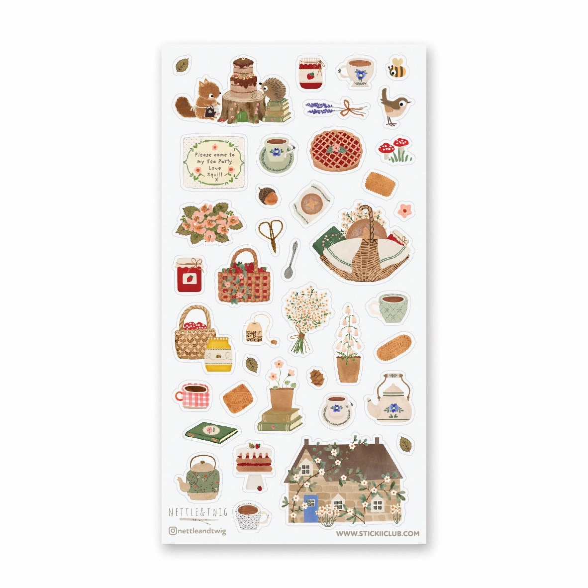 versatile foldable Stickii Woodland Tea Party Sticker Sheet
