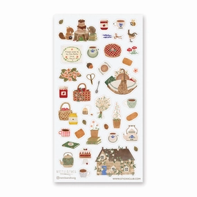 versatile foldable Stickii Woodland Tea Party Sticker Sheet