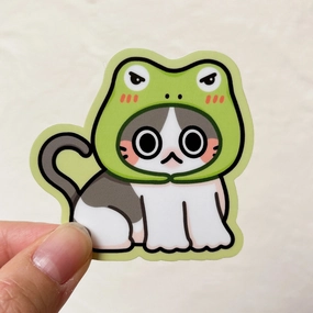 Stickyriceco Vinyl Sticker - Angry Frog Cat biodegradable resilient