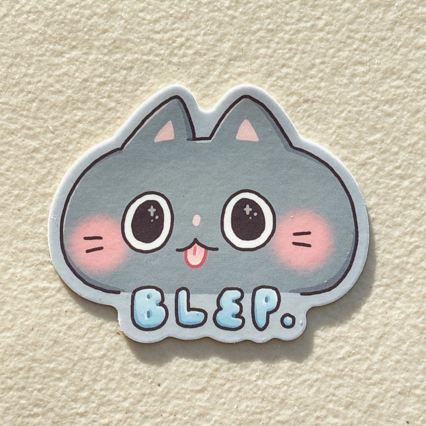 Stickyriceco Vinyl Sticker - Blep. Blue Cat bronze colorful