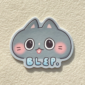 Stickyriceco Vinyl Sticker - Blep. Blue Cat bronze colorful