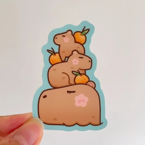 trendy fiber Stickyriceco Vinyl Sticker - Capybara Stack