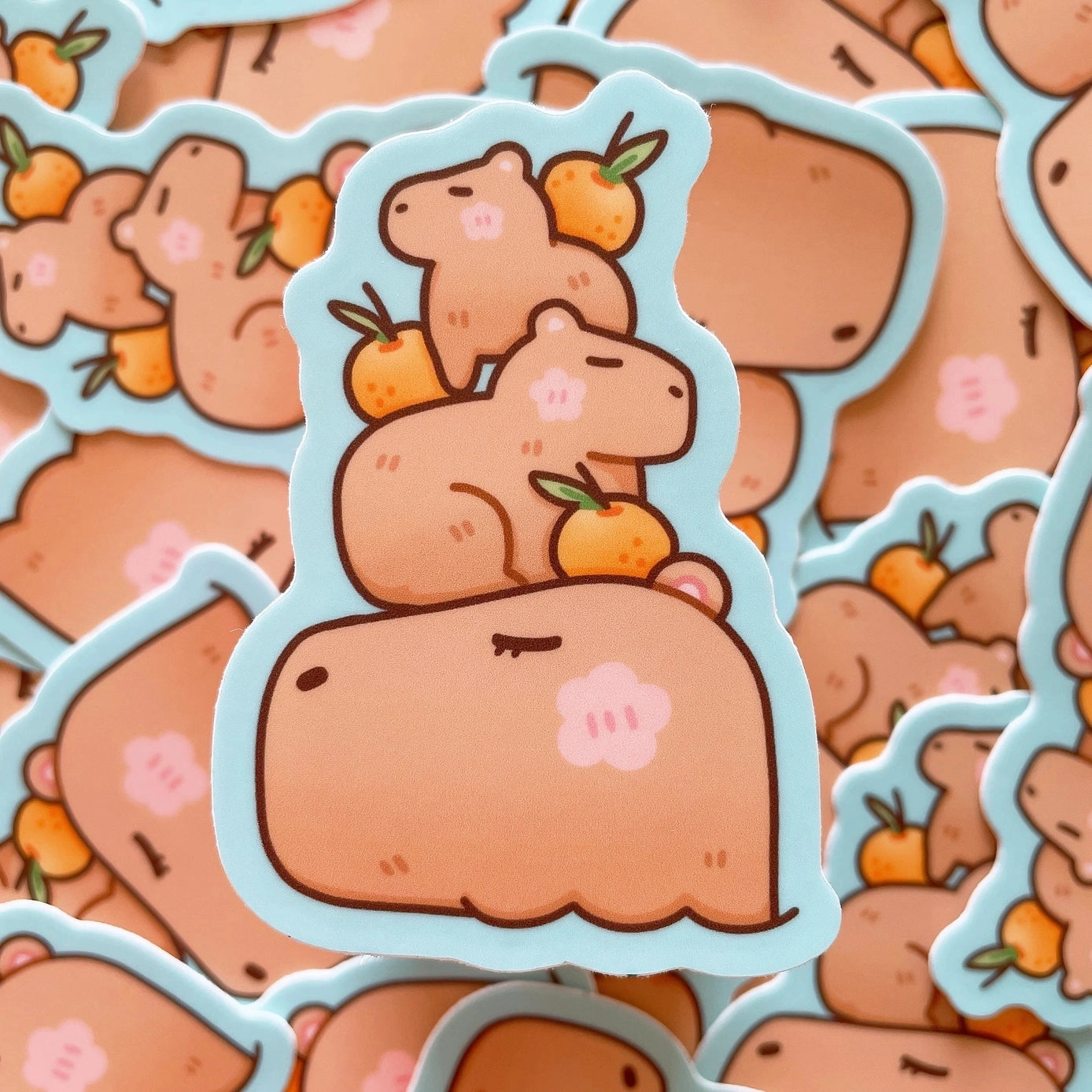 luxury basic Stickyriceco Vinyl Sticker - Capybara Stack