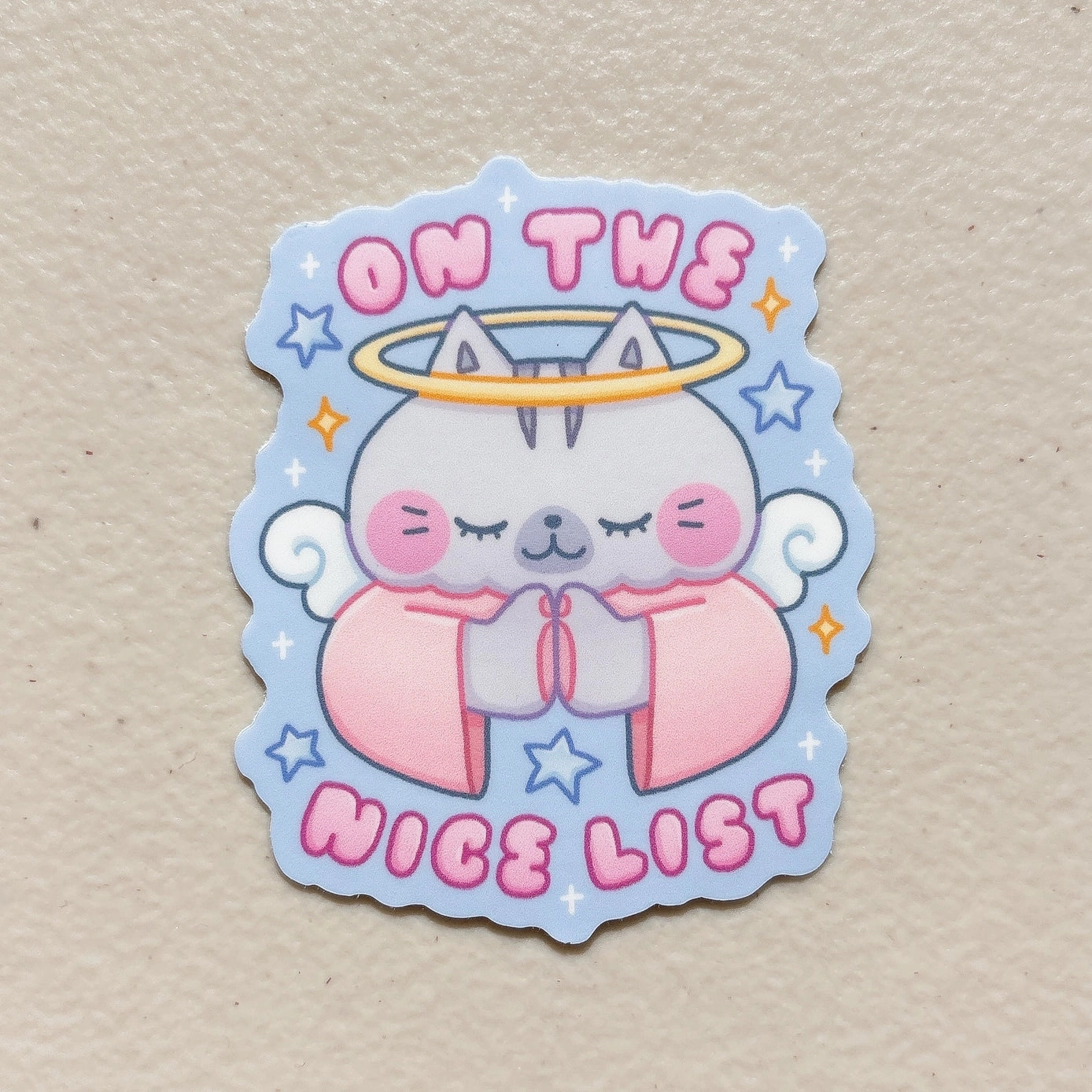 Stickyriceco Vinyl Sticker - On The Nice List Kitty vivid cotton