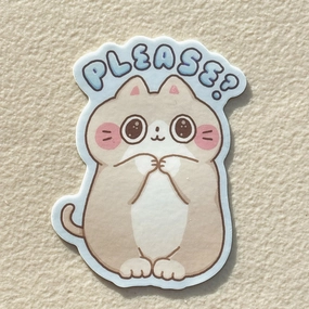 Stickyriceco Vinyl Sticker - Please? Gray Kitty affordable