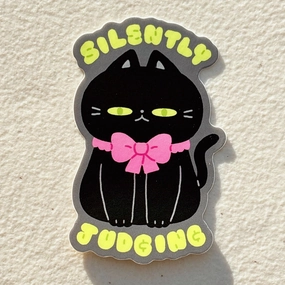 Stickyriceco Vinyl Sticker - Silently Judging Black Cat bold