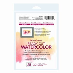 Strathmore Watercolor Ready Cut Sheets - 5" X 7" Hot Press 140Lb bundle maxi
