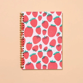 manual Strawberry Spiral Bound Letterpress Notebook
