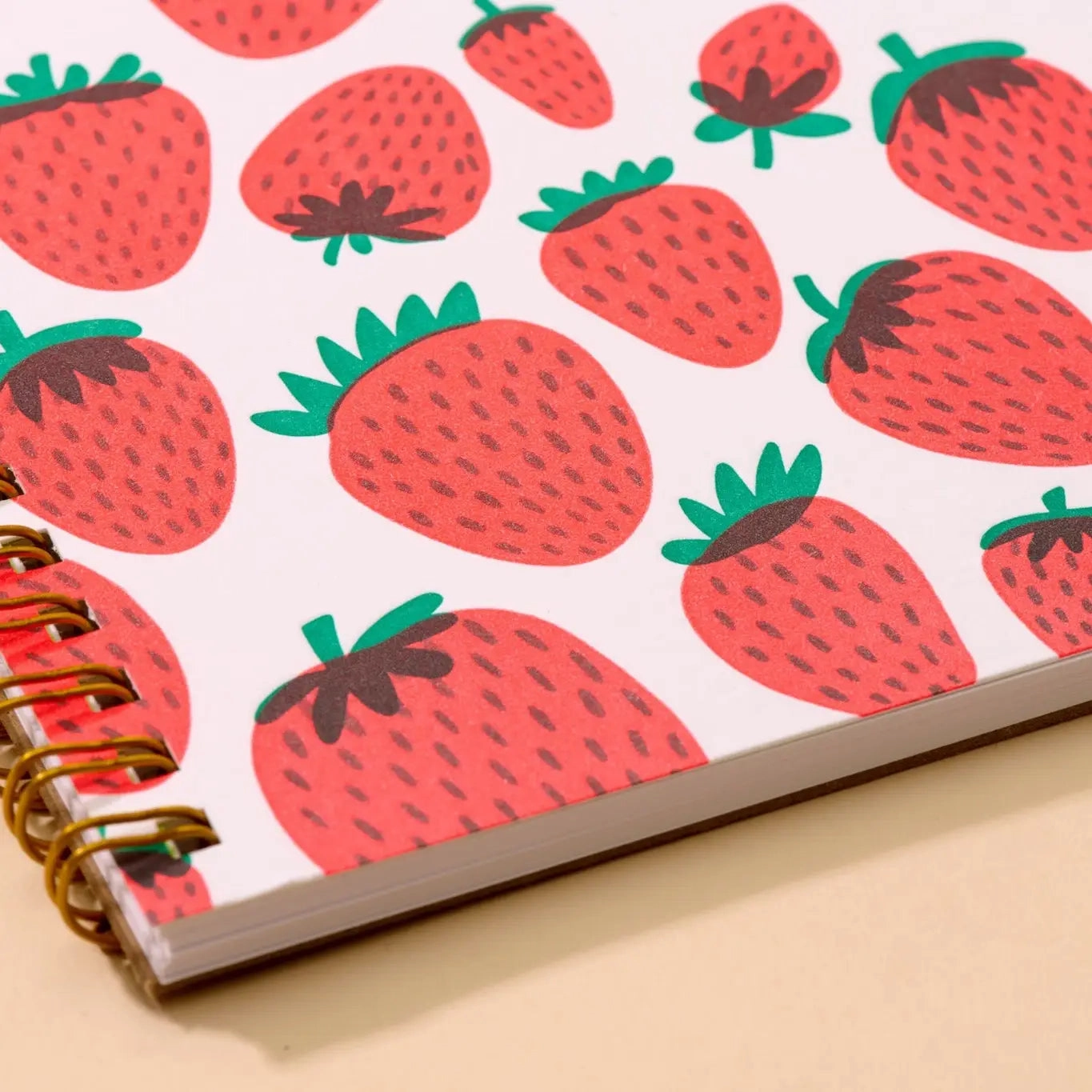 Strawberry Spiral Bound Letterpress Notebook tall robust