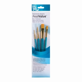 4-Piece Synthetic Gold Taklon Brush Set - 9171 cotton professional