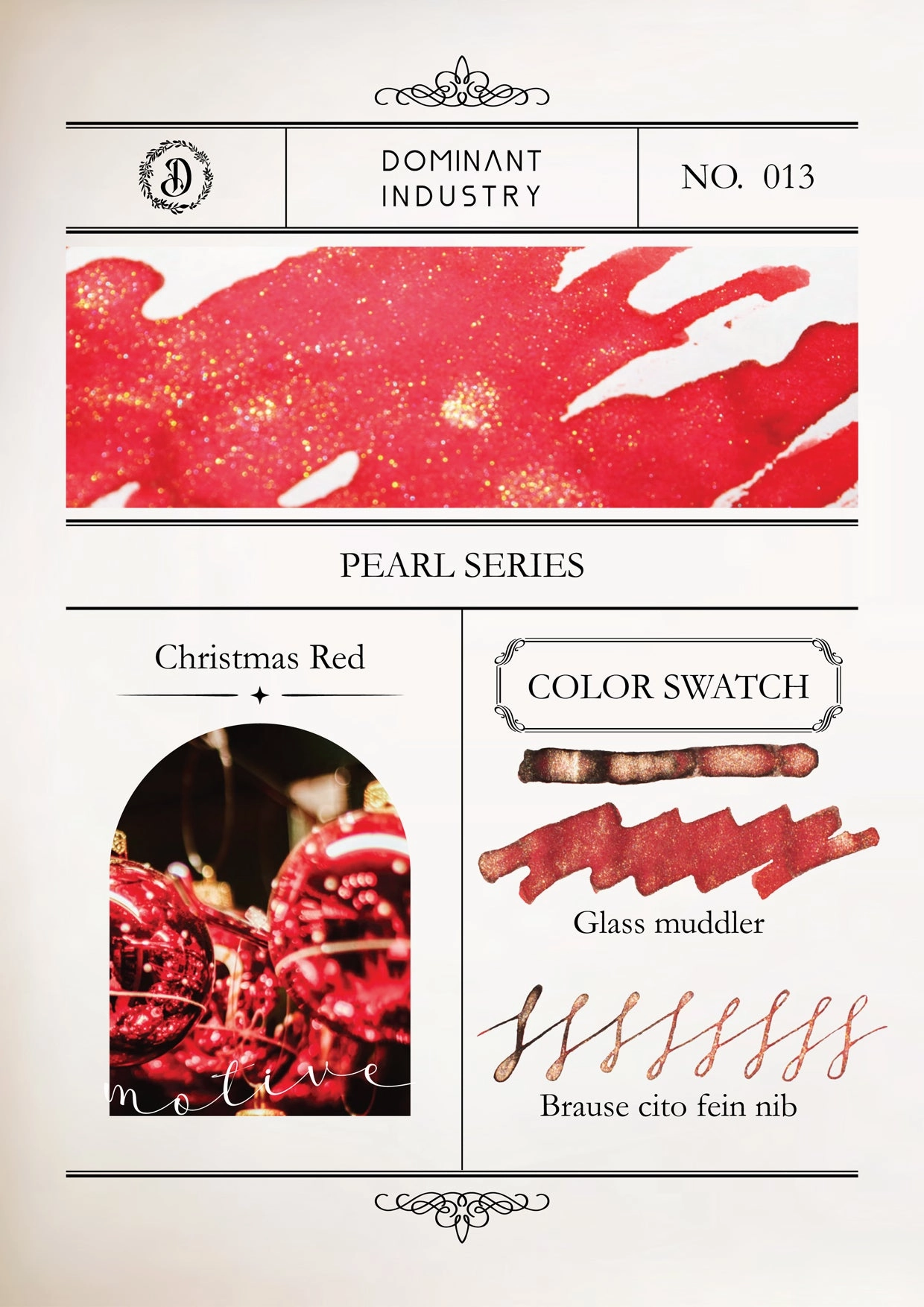 Dominant Industry Pearl Ink 25Ml - Christmas Red bold
