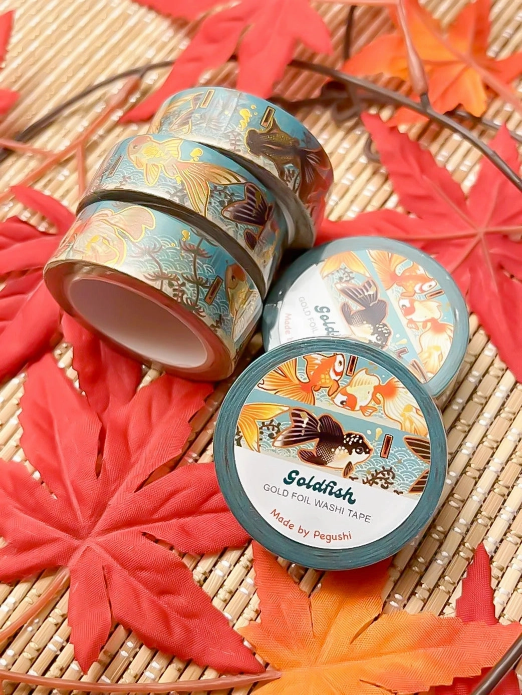 Pegushi Washi Tape - Gold Foil Goldfish short