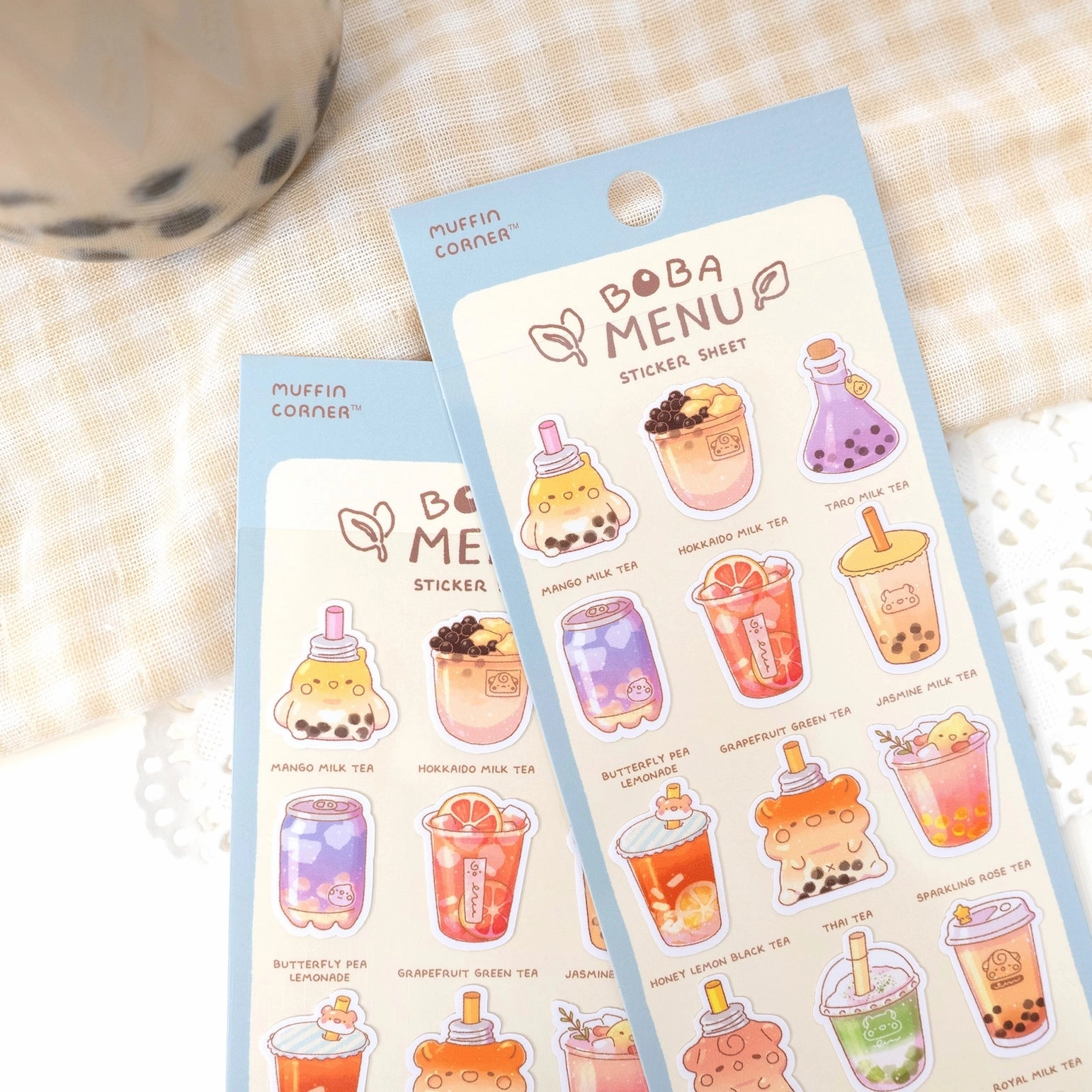 Studio Enon Boba Menu Sticker Sheet glass basic