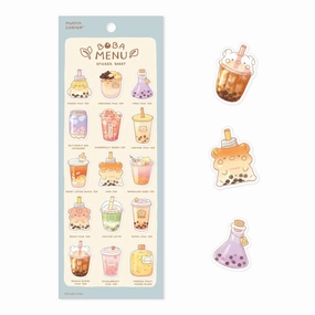 Studio Enon Boba Menu Sticker Sheet foldable