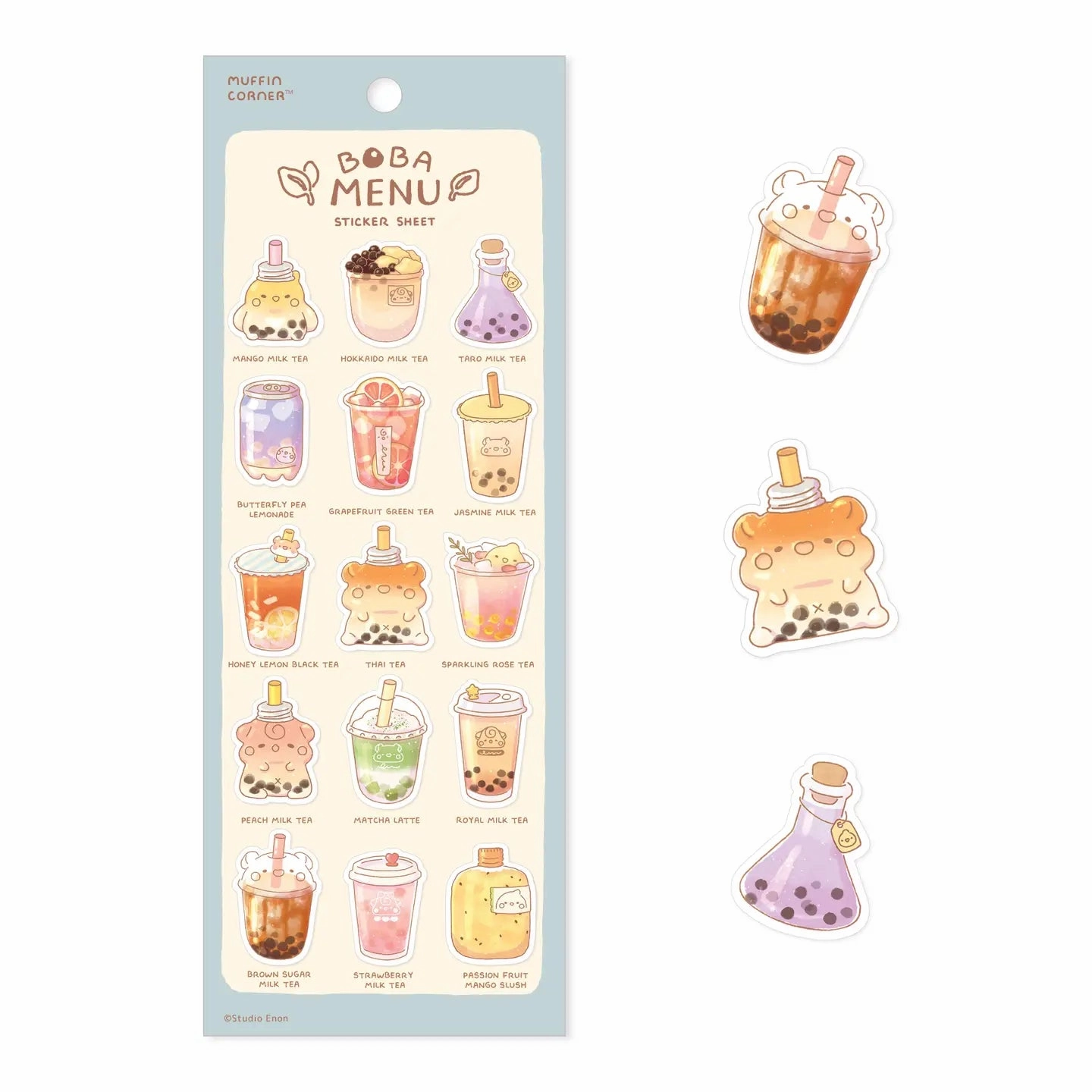 Studio Enon Boba Menu Sticker Sheet foldable