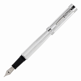 essential collapsible Conklin Herringbone Signature Silver Fountain Pen