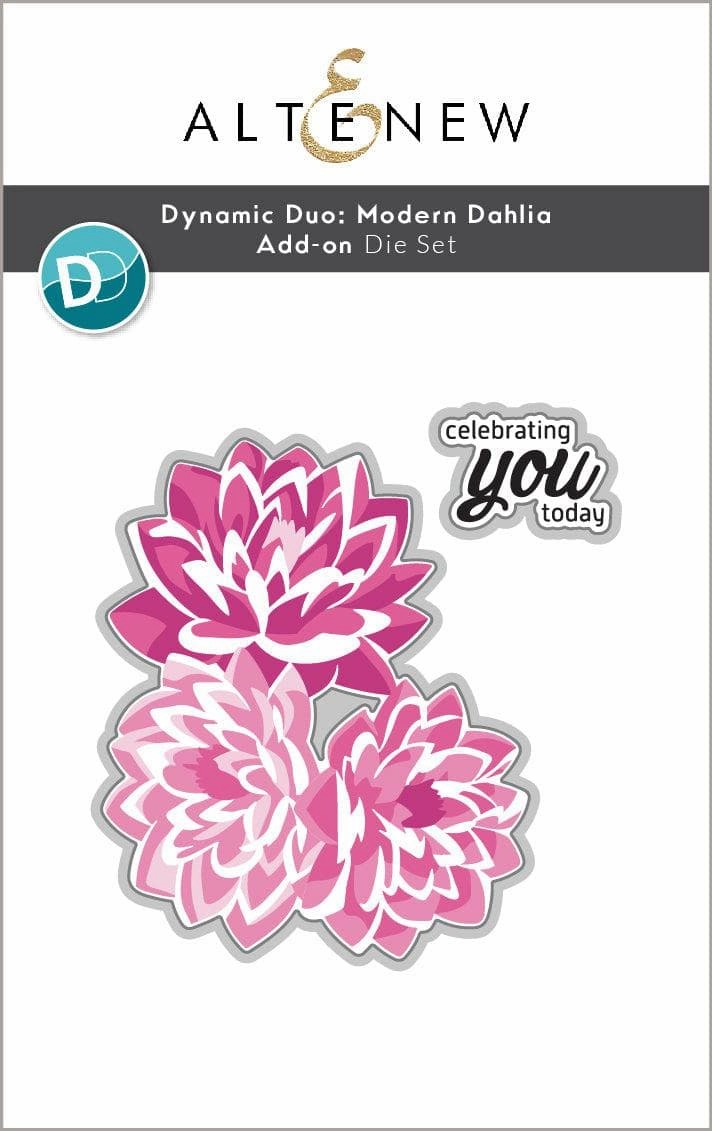 trendy Dynamic Duo: Modern Dahlia Add-On Die Set