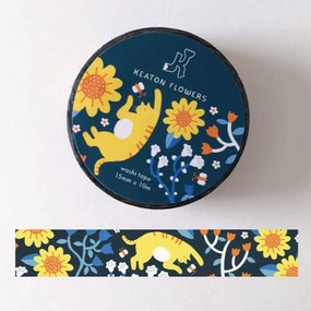 minimalist Sunflower Cats Washi Tape