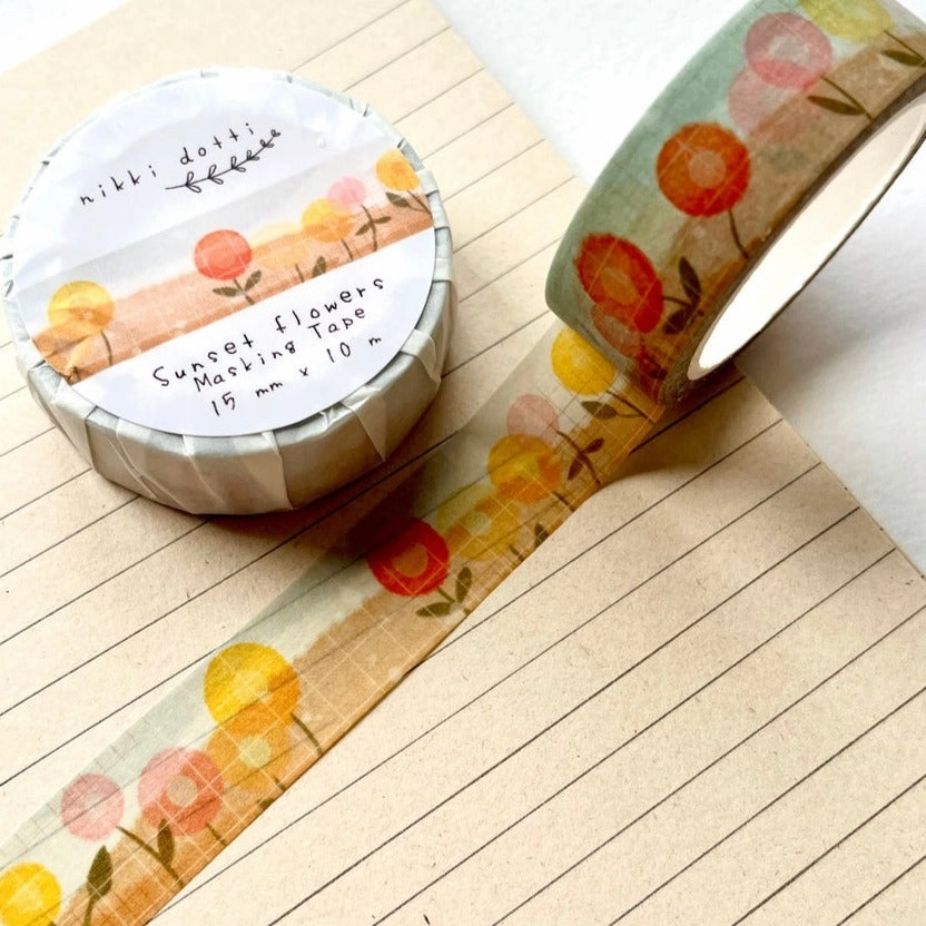 Sunset Flowers Washi Tape cotton trusted