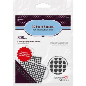 heatproof Black 3D Self-Adhesive Foam Squares .25" 308/Pkg
