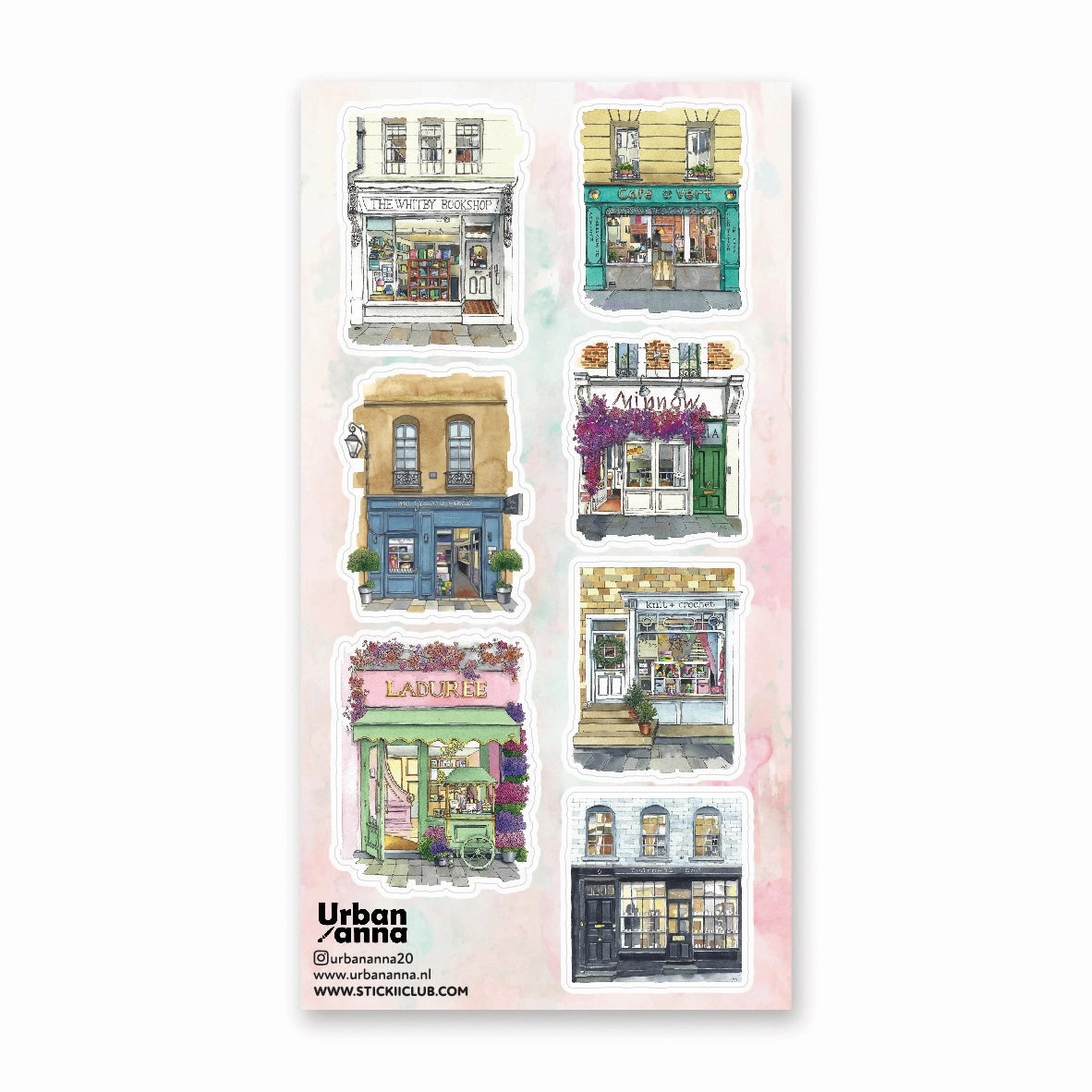 seasonal Watercolor Storefronts 2 Sticker Sheet
